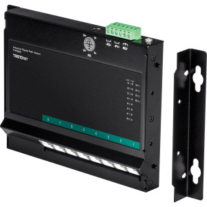 TRENDnet TI-PG80F 8-Port Gigabit Ethernet Front Access Switch, 8 Gigabit PoE+ ports, 16 Gbps switching capacity, DIN-rail/Magnet